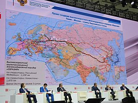 Схема проекта железнодорожного коридора Евразия, презентованная на III Съезде железнодорожников, 2017
