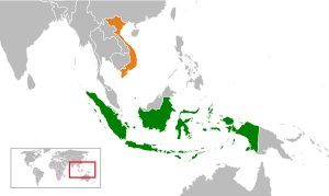 Mapa indicando localização da Indonésia e do Vietnã.