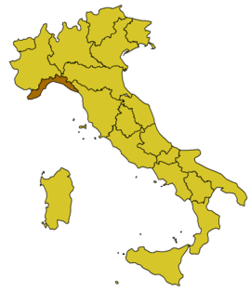Liguria régió elhelyezkedése