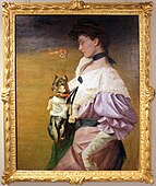 Nina and Ninetto. Female portrait with dog (1906)