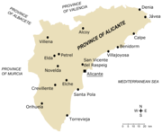 Main towns in Alicante province