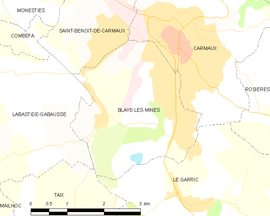 Mapa obce Blaye-les-Mines