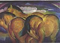 Peinture d'un groupe de chevaux aux formes rondes