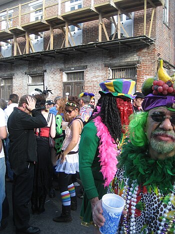 Mardi Gras Day revelry on Bourbon Street in th...