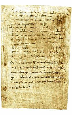 The Old High German Merseburg Charms, recorded in the 900s CE. The Charms mention Woden (Odin), Balder (Baldr) Frija (Frigg), the idisi (possibly the disir) and other gods. Merseburger Zauberspruche.jpg