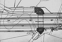 Ontwerp van de Dommelduiker. De duiker werd aangelegd naast de rivier die zo tijdens de werkzaamheden kon blijven stromen.