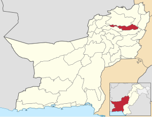 Map of Balochistan with Loralai District highlighted