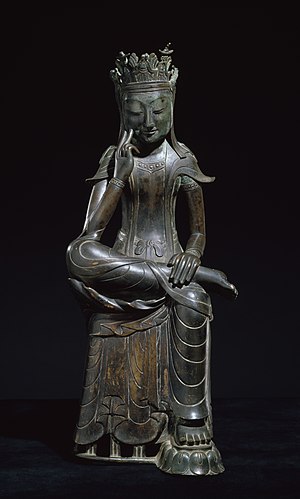 Позолоченный бронзовый медитирующий[англ.] Майтрея из Национального музея Кореи