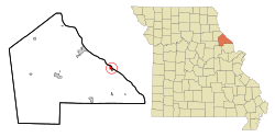 Location of Clarksville, Missouri