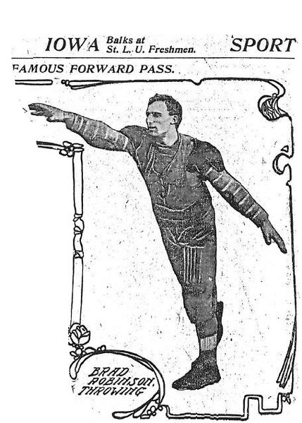 1906 St. Louis Post-Dispatch photograph of Brad Robinson, who threw the first legal forward pass