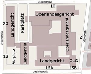 Plan des Stuttgarter Justizviertels, 2016.