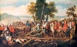 Battle of Malplaquet, 1709: an Allied victory, the losses shocked Europe and increased the desire for peace. The Battle of Malplaquet, 1709.png