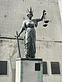 The statue of Themis, "Greek Goddess of Justice" outside