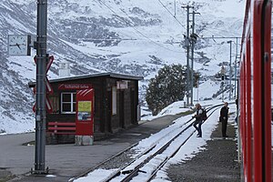 Single-story building on a platform