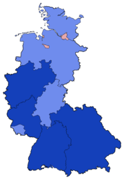 West German Federal Election - Party list vote results by state - 1957.png