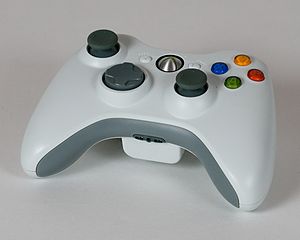 Xbox 360 controller (wireless, white).