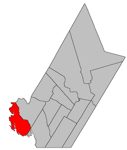 Location within York County, New Brunswick.