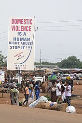 Poster against domestic violence in Bolgatanga, Ghana (4) Ghana Domestic Violence is a Human Right Abuse Poster.jpg
