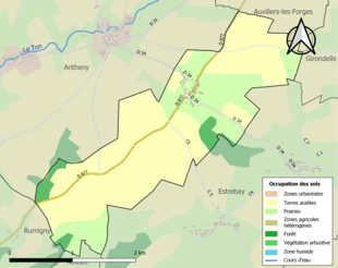 Carte en couleurs présentant l'occupation des sols.