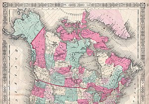 1864년 영국령 북아메리카 지도.