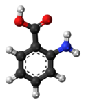 Ball-and-stick model of the anthranilic acid molecule