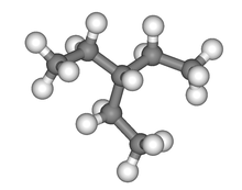 Ball and stick model of 3-ethylpentane