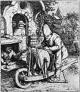 Cart grinder, c. 1650 (etching by Adriaen van Ostade)