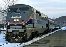 An Amtrak train at Union Station in Brattleboro, Vermont station Amtrak Vermonter at Brattleboro in 2004.jpg