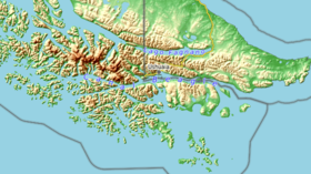 Carte topographique des Andes fuégiennes