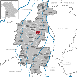 Läget för Aystetten i Landkreis Augsburg