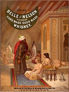 Кентуккиден вискини рекламасы (1878 джыл, Жан-Леон Жеромну суратыны мотивлерине кёре)