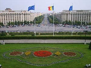 A Praça da Constituição vista do Palácio do Parlamento