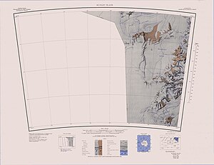 Kartenblatt Buckley Island von 1965 (Neuauflage 1988), WALCOTT NÉVÉ ungefähr in der Mitte der eigentlichen Karte