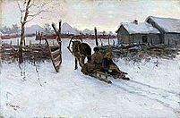 Titus Dvornikov [ru]: Farm with Sleigh (1900)