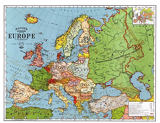 Map of Europe in 1923 showing political boundaries