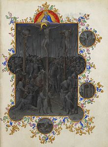 Limbourg brothers, The Death of Christ, folio 153r, Tres Riches Heures du Duc de Berry Folio 153r - The Death of Christ.jpg