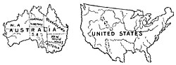 Map of Australia and the United States