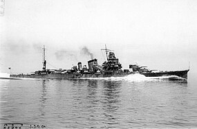 Japonský křižník Furutaka před válkou, během rychlostních zkoušek po rekonstrukci