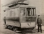 Demi-car 8 at the Charlestown Road terminus loop at what is now the entrance to Glossop Fire Station