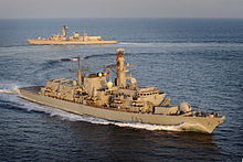 Before refit, with HMS Argyll in 2011 HMS St Albans Hands Over to HMS Argyle in the Middle East MOD 45153373.jpg