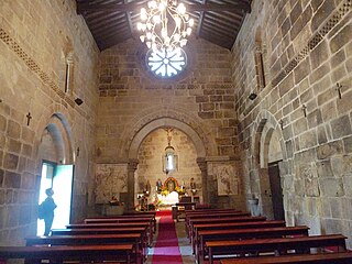 The Church of São Salvador de Bravães and it's mural paintings on the main altar sides.