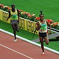 Image 7Ethiopian runner Kenenisa Bekele leading in a long-distance track event (from Track and field)
