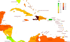 Change in life expectancy in the Caribbean from 2019 to 2021[54]
