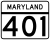 Maryland Route 401 marker