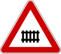 Level crossing with barrier ahead