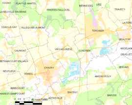 Mapa obce Viry-Noureuil