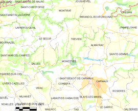 Mapa obce Monestiés