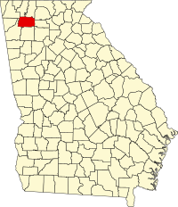 ゴードン郡の位置を示したジョージア州の地図