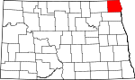 State map highlighting Pembina County