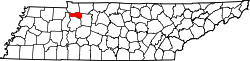 map of Tennessee highlighting Houston County